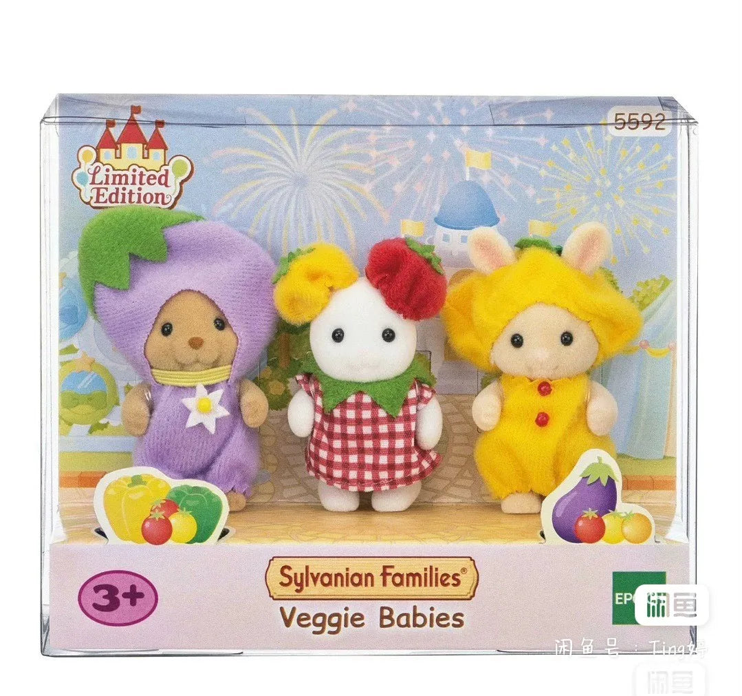 Original Sylvanian Families Anime Girl Figures Baby Raincoat Easter Fruit Kawaii Cute Room Decoration Christmas Gift For Kid Toy