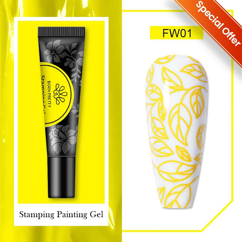 BORN PRETTY 1 Bottle 8ml Stamping Gel Polish Black White Gold Silver Nail Stamping Gel Printing Polish Soak Off Gel Varnish
