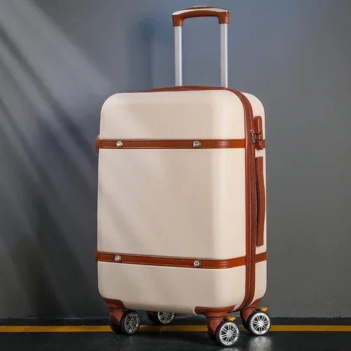 Rolling Luggage Set Women's Fashion Combination Lock Travel Suitcase Set Universal Cosmetic Bag Retro 2-Piece Trolley Luggage Set