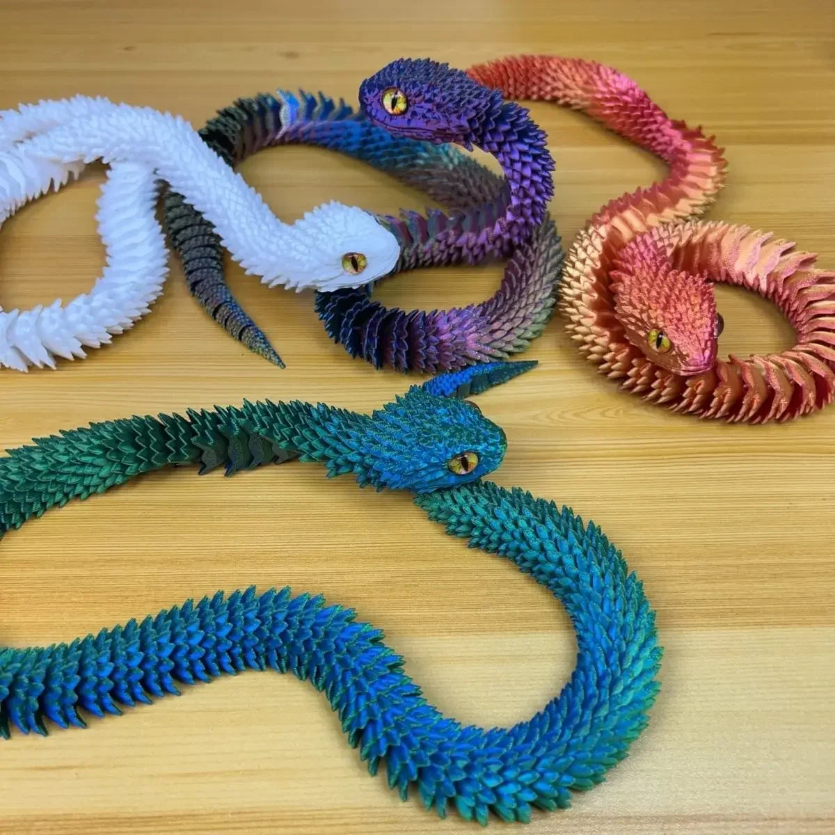 Figuras de serpiente con articulaciones giratorias impresas en 3D, adornos artesanales para el hogar, la oficina, el escritorio, el jardín, el paisaje, etc.