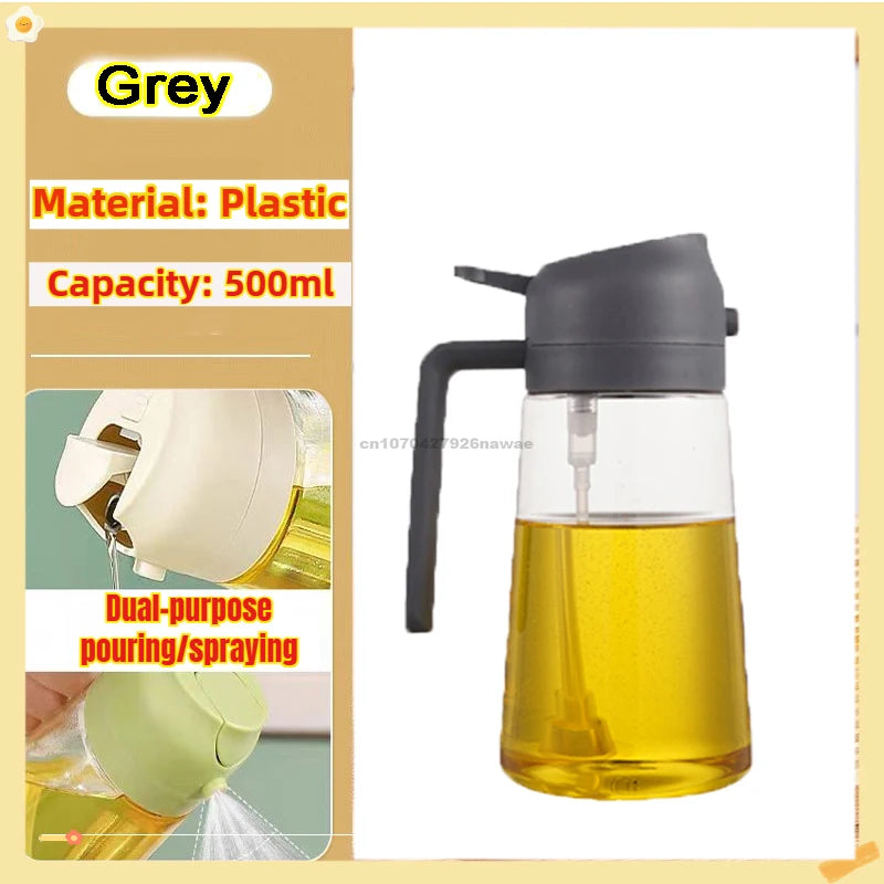 2 in1 Oil Spray Bottle Plastic Kitchen Barbecue Cooking Olive Oil Dispenser Oil Jar Baking Vinegar Soy Sauce Spray Container