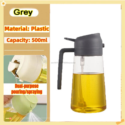 2 in1 Oil Spray Bottle Plastic Kitchen Barbecue Cooking Olive Oil Dispenser Oil Jar Baking Vinegar Soy Sauce Spray Container