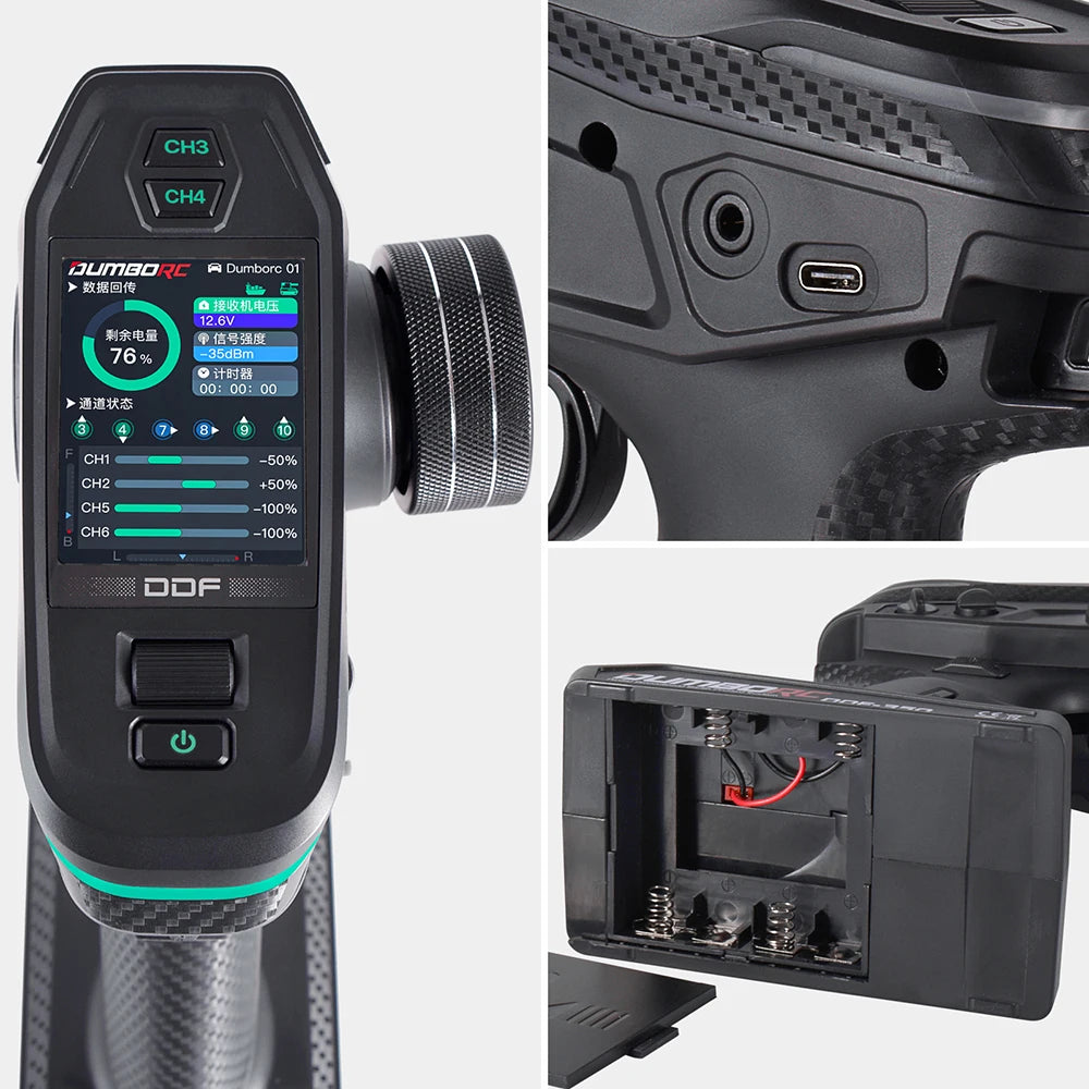 Control remoto digital DUMBORC 2.4G 10CH DDF-350, transmisor con receptor para coche, barco, tanque, sistema LCD FHSS