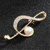 Musical Signs Crystal Brooches Simulated Pearl Brooch Lapel Pins Music Note Brooches Singer Party Concert Jewelry Gifts