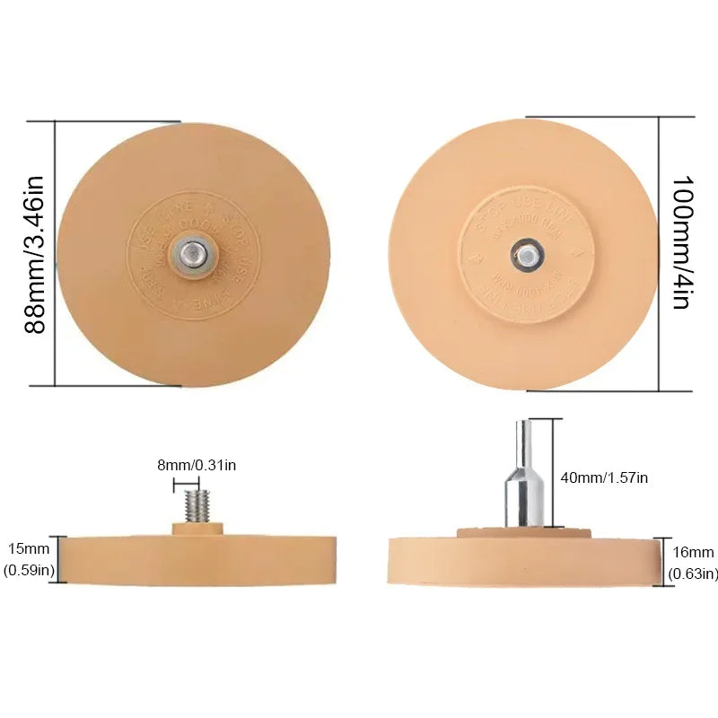 Borrador de coche, removedor de adhesivo para ruedas, adaptador de taladro eléctrico suave para llantas de goma, reparación de pintura, herramienta para quitar calcomanías de vinilo de goma