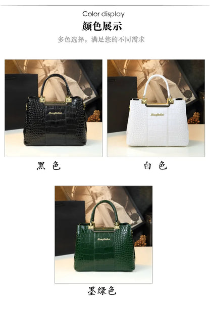 2023 New Luxury Crocodile Bag for Women Casual Tote High Qualtiy Patent Leather Shoulder Purses Elegant Dinner Noble Purse Black