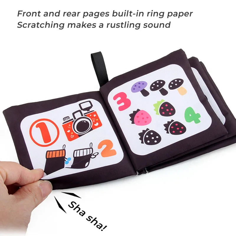 4 Pages Enlightenment Early Learning Books Children Black and White Cloth Book for Kids Montessori Educational Toys