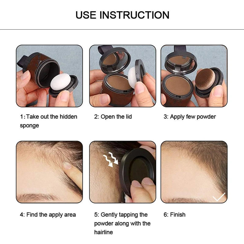 Polvo corrector de línea de cabello esponjoso, fibras temporales para cabello negro, raíces, cobertura de canas, polvo de sombra de línea de cabello al instante 