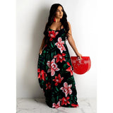 AliExpress Europe and the United States cross-border plus size summer new station floral print loose slip dress long skirt