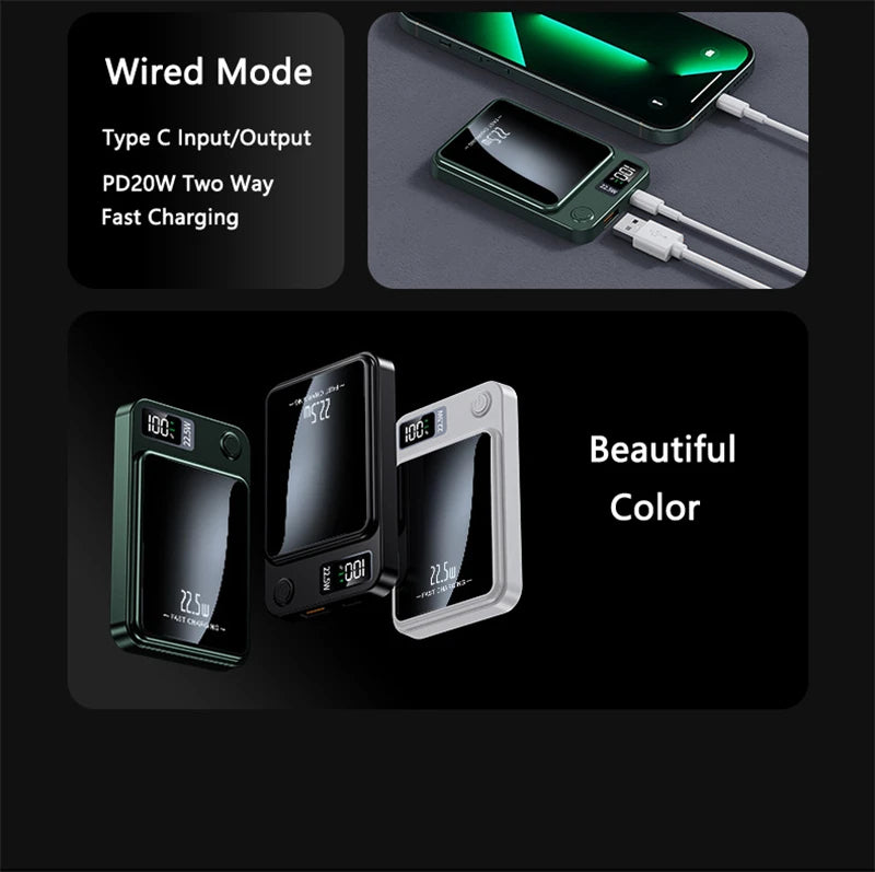 PD22.5W Fast Charging Power Bank 20000mAh 15W Magsafe Wireless Charger for iPhone 15 14 13 12 11 Samsung Huawei Xiaomi Powerbank