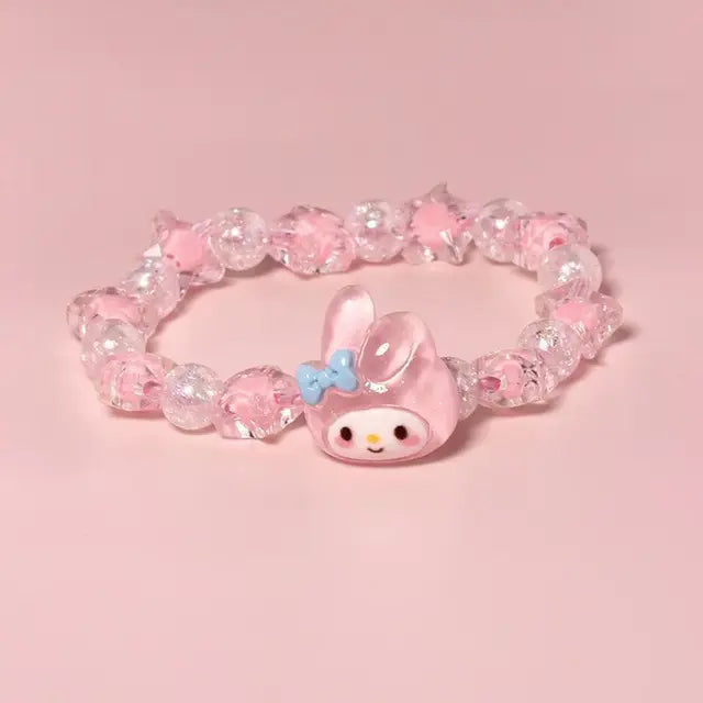 Sanrio Kuromi Cinnamoroll Pulseira De Cristal, MyMelody Kawaii, Super Fada, Doce Casal Frisado, Corda De Mão, Corda Cabeça, Menina Brinquedo