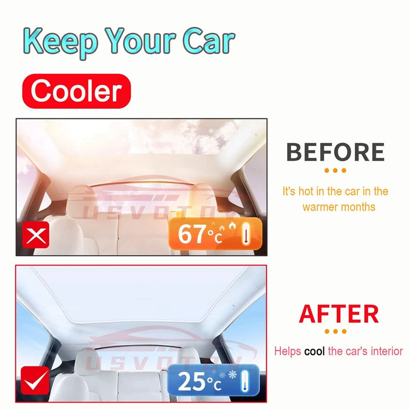 Parasol mejorado para Tesla Model Y 3 Highland, parasol anti-UV, visera protectora de techo, hebilla de tela para hielo, cubierta de refrigerador para tragaluz de vidrio