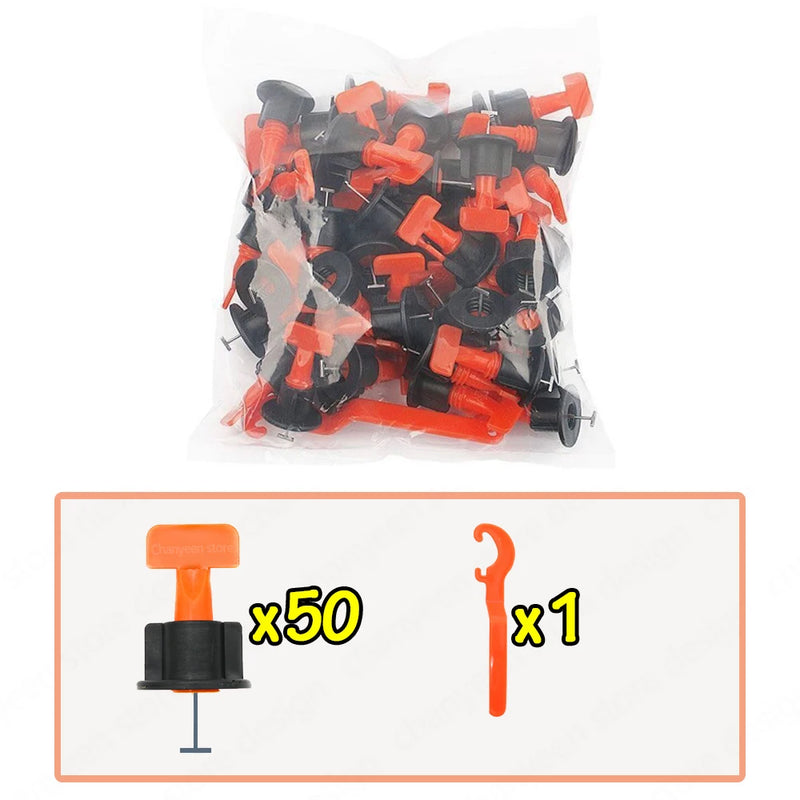 51-204Pcs Floor Tile Leveling System Clips Spacers Porcelain Ceramic Leveler Kit For Tile Laying Wall Fixing Construction Tools