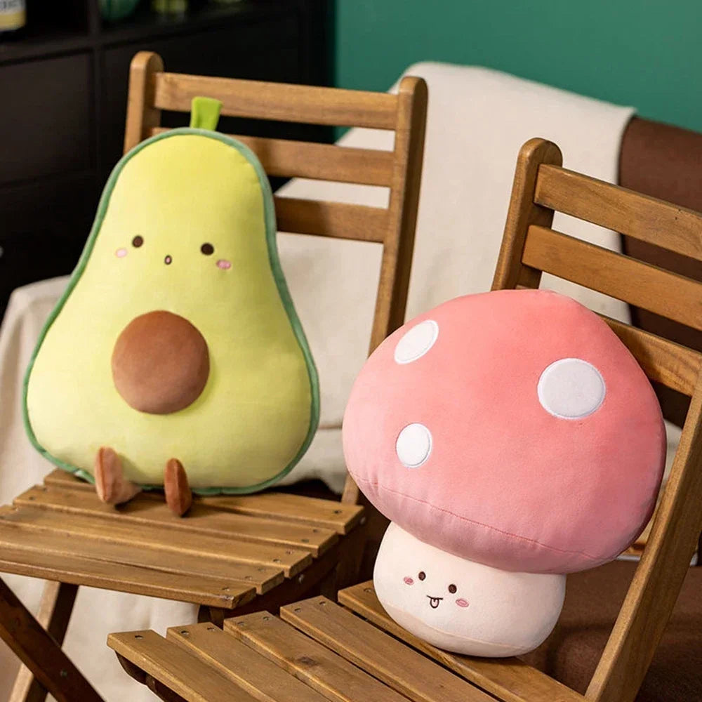 Peluche de aguacate, plátano, zanahoria y hongo, para dormir, cama, sofá, regalo de cumpleaños, nueva idea