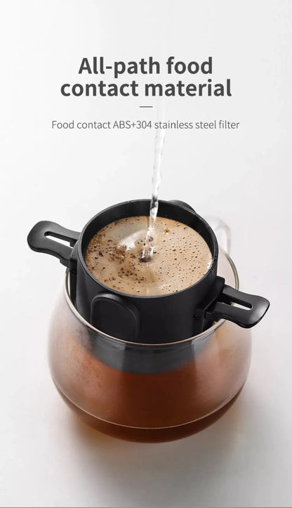 Filtro de café portátil de acero inoxidable 304, soporte para café y té, taza reutilizable, juego de taza de té con gotero, cafetera, utensilios de café