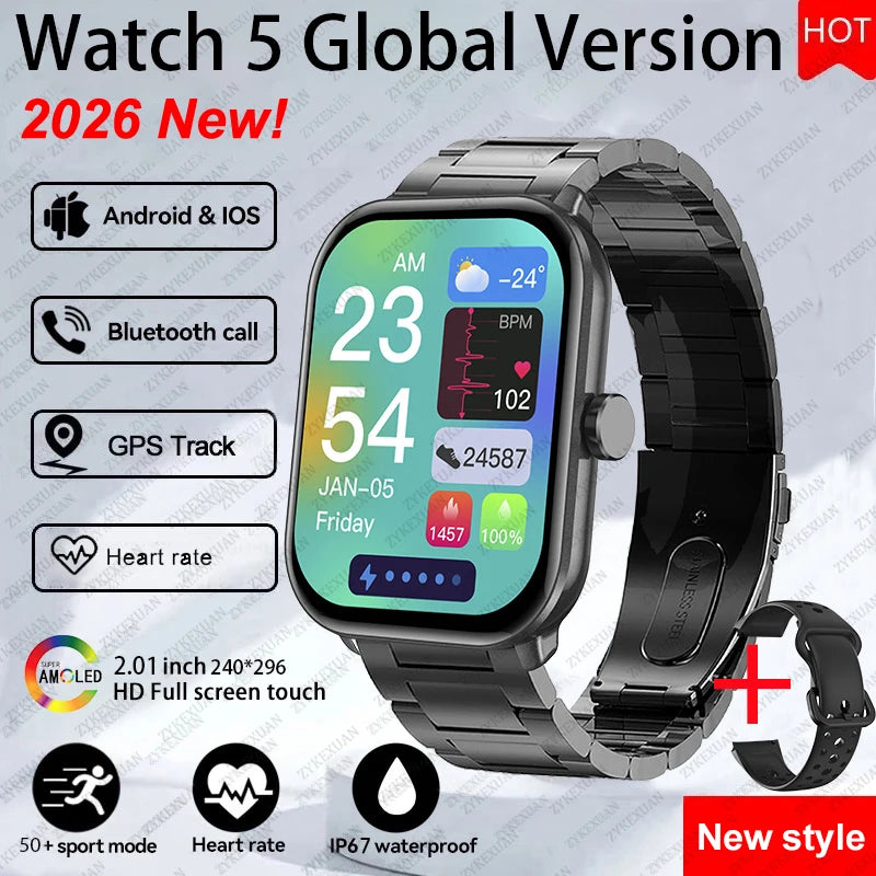 Watch 5 Smart Watch Global Version Men Women HD AMOLED Screen Heart Rate Bluetooth Call GPS Track Waterproof Sports Smartwatches