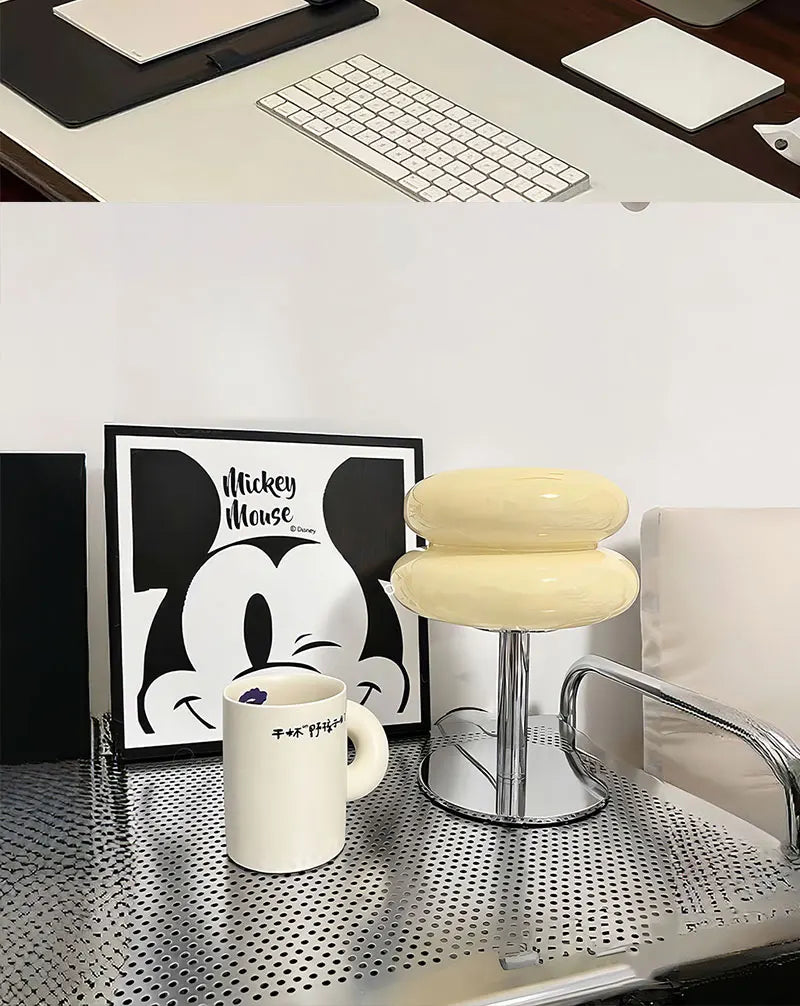 Macaron Glass Table Lamp Trichromatic Dimming Living Room Atmosphere Lamps Eye Protection Night Light Girl Bedroom Bedside Decor