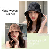Summer Bucket Hat Fisherman Hat Women Hollow Out Sun Hat Outdoor Casual Versatile Panama Hats Crochet Foldable Caps Beach Cap