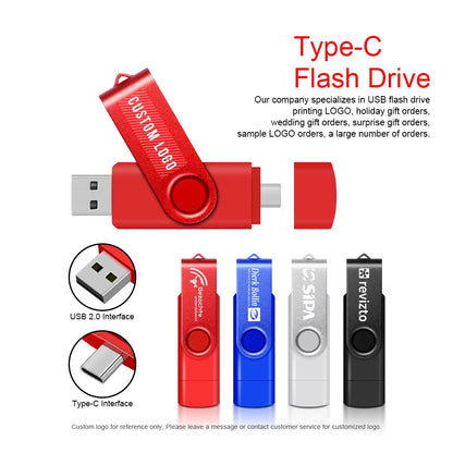 Metal OTG 2 IN 1 Type C pen drive 128GB usb memory stick 4GB 8GB 32GB 64GB 128GB cle usb cle usb flash drive memoria usb