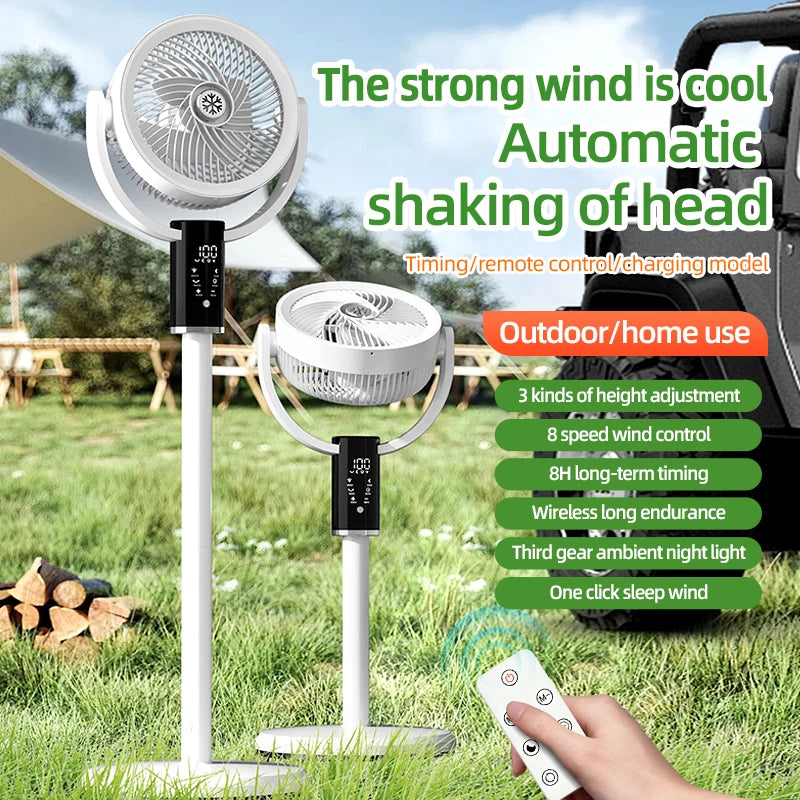 Floor Circulating Fan 6000 mAh Large Capacity Camping Fan With Remote Control Rechargeable Floor-standing Fan Adjustable Height