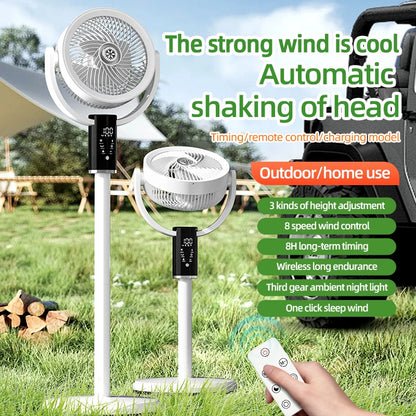 Floor Circulating Fan 6000 mAh Large Capacity Camping Fan With Remote Control Rechargeable Floor-standing Fan Adjustable Height