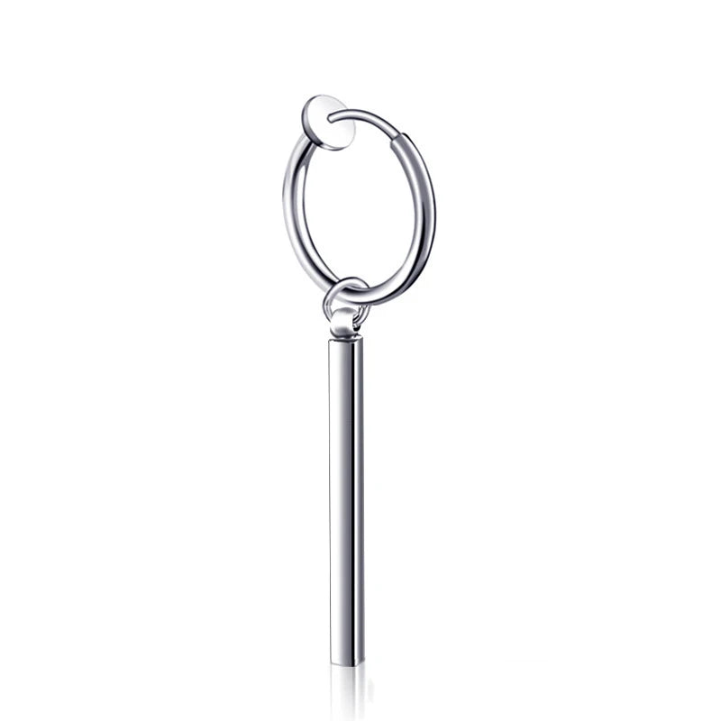 Kiss Jewelry Titanium Steel Punk Cool Men Women Ear Clip Stud Earrings Long Stick Pendant Fashion Hip Hop Drop Party Earring