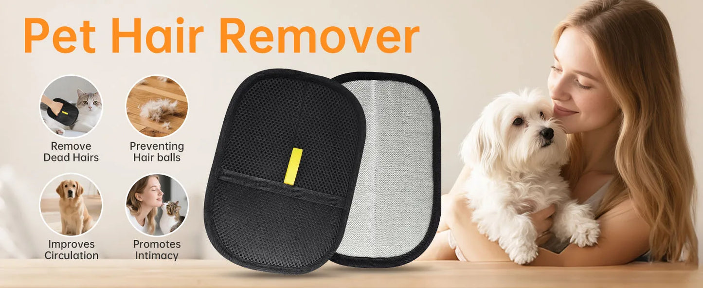 Magic Pet Static Hair Removal Gloves  Brush Hair Remover  Cat Hair Removal Tool  Hair Removal Brush Hair Removal Gloves