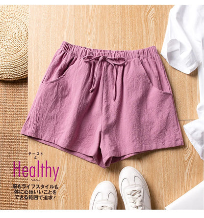 Casual Linen Shorts Women Gym Workout Shorts Cotton Short Pants High Waisted Black Ladies Short Femme Women Shorts Sport Femme