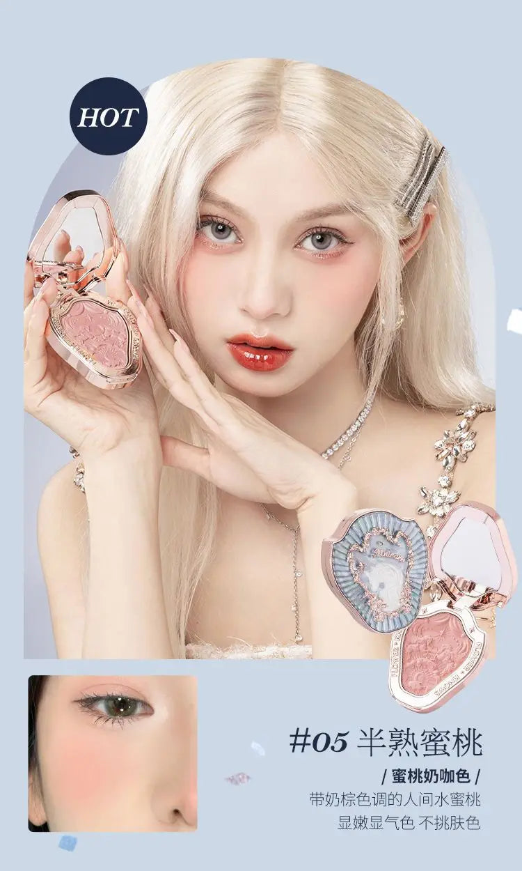 Flower Knows Unicorn Embossed Blush Palette Long Lasting and Easy To Apply Matte Natural Brightening Swell Blush Makeup Maquiage