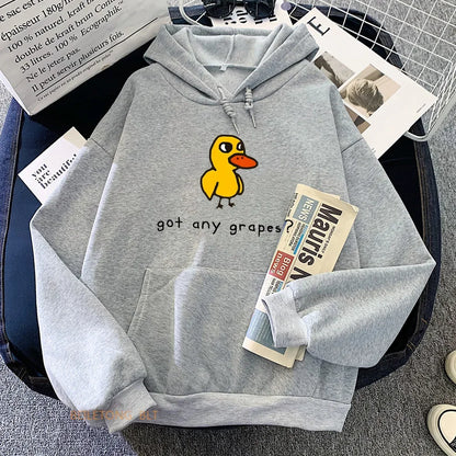 The Duck Song Got Any Grapes Hoodies Kawaii Cartoon Women/Men Sweatshirts Winter Soft Comfortable Hooded Clothing Streetwear