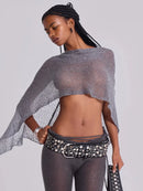 Jaded London gold knit hollowed-out one-piece top halter shawl multi-wear holiday style halter