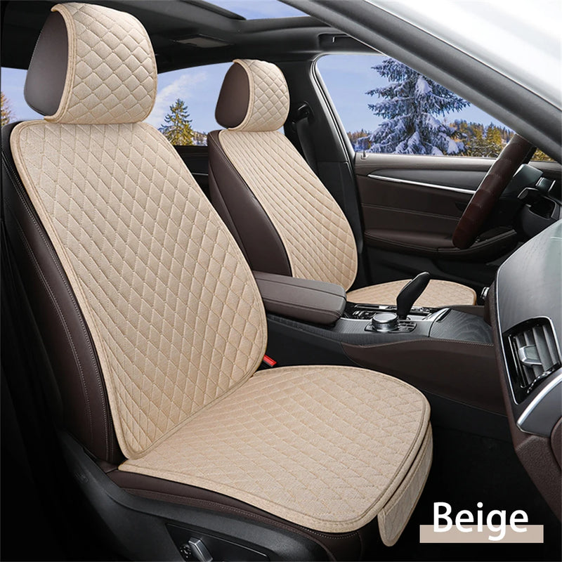 Universal Flax Car Seat Cover Front Rear Cushion Comfortable Breathable Protector Mat Four Season Pad Auto Interior Accessories