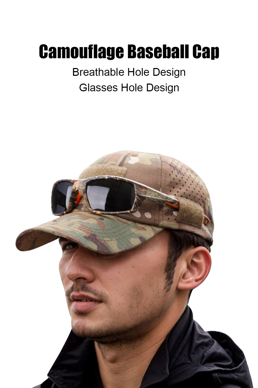 1/2pcs New Men's Camouflage Baseball Cap Breathable Sunscreen Hat Outdoor Sports Hunting Hiking Camping Beach Fishing Sun Hat
