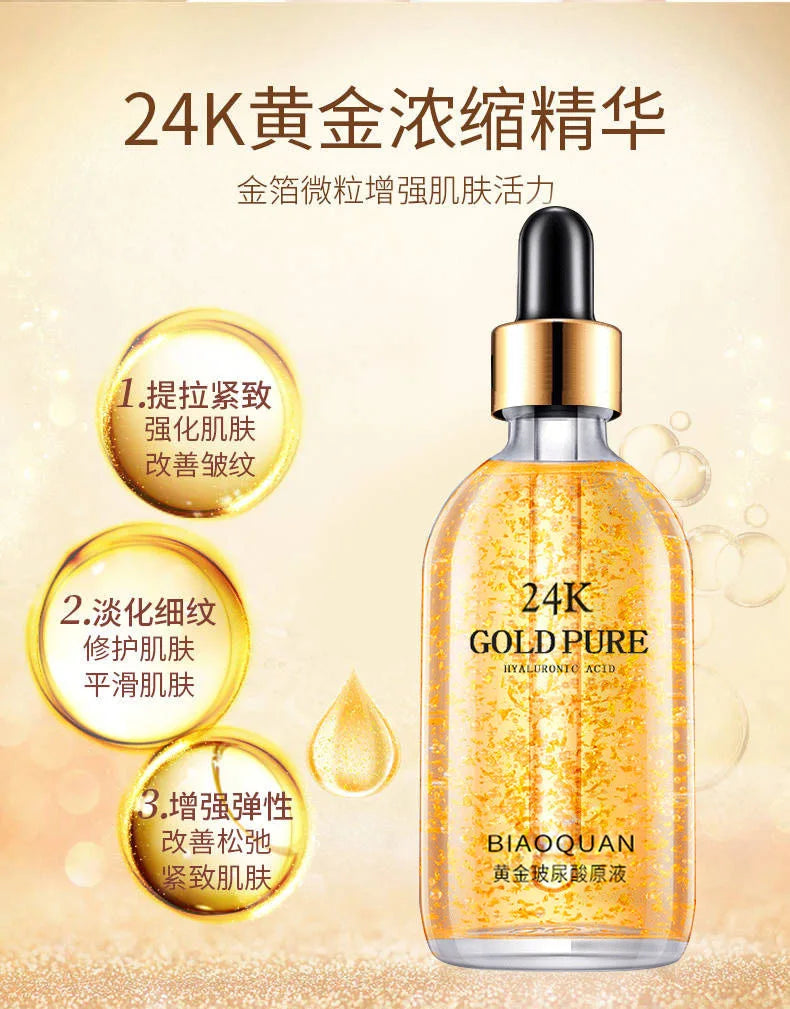 Suero facial de nicotinamida con ácido hialurónico y oro de 24 quilates (100 ml), antiedad, lifting facial, esencia de colágeno, cuidado de la piel, suero blanqueador.