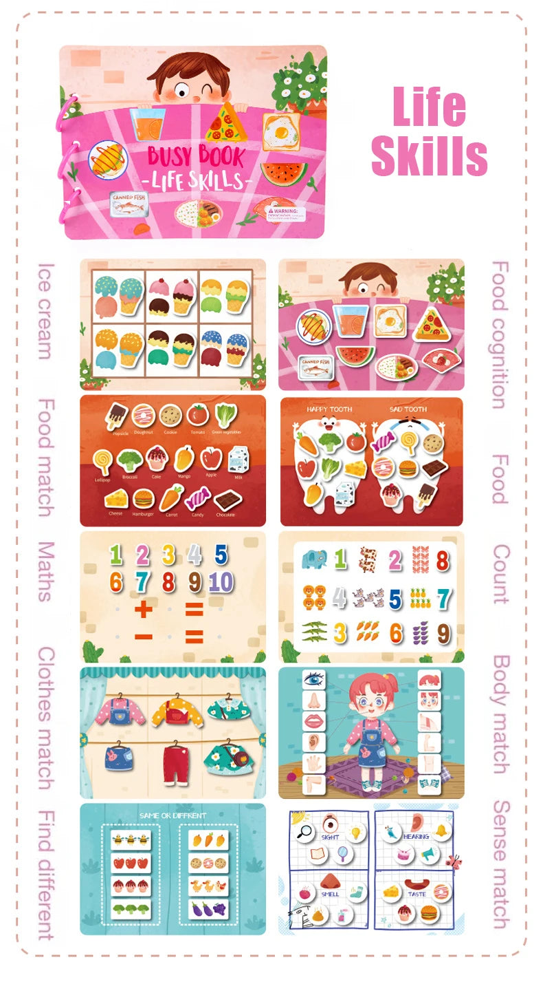 Montessori Busy Book for Kids Sticker Quiet Book Baby Early Educational Toy toddlers Matching Puzzles Game Learning Toys Gifts