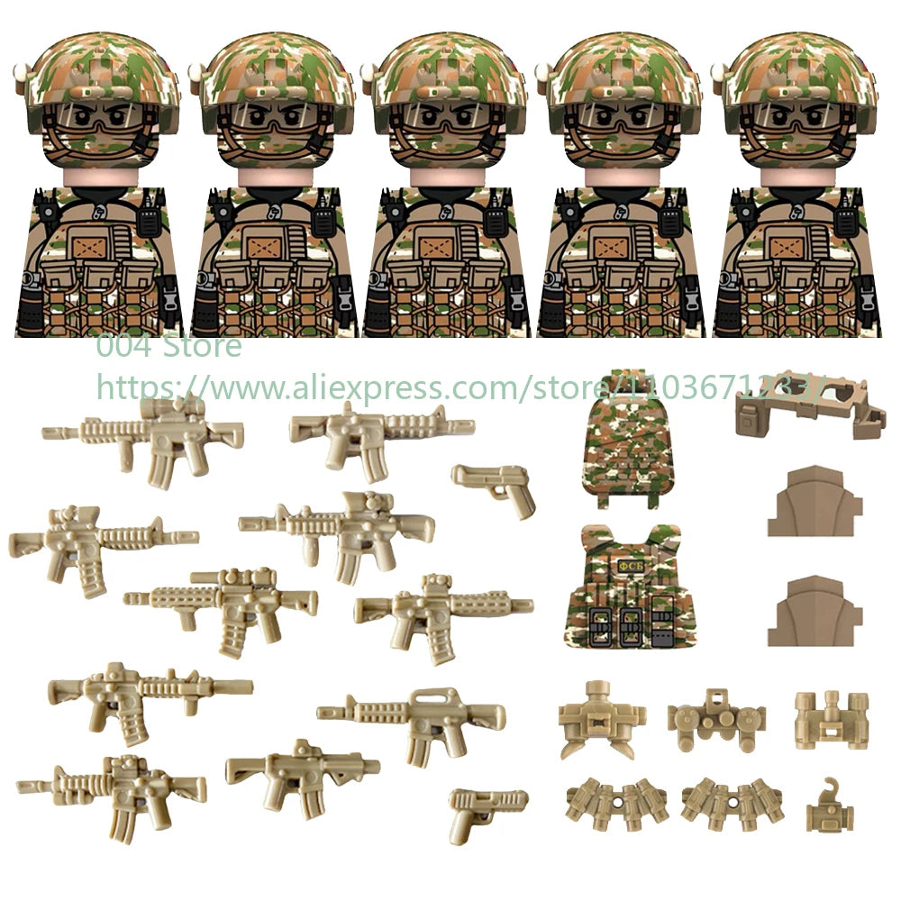 Military Special Forces Action Figure Building Blocks Ghillie Suit Weapons Sniper SWAT Ghost KSK Police Bandit Boy Toy Gift F029