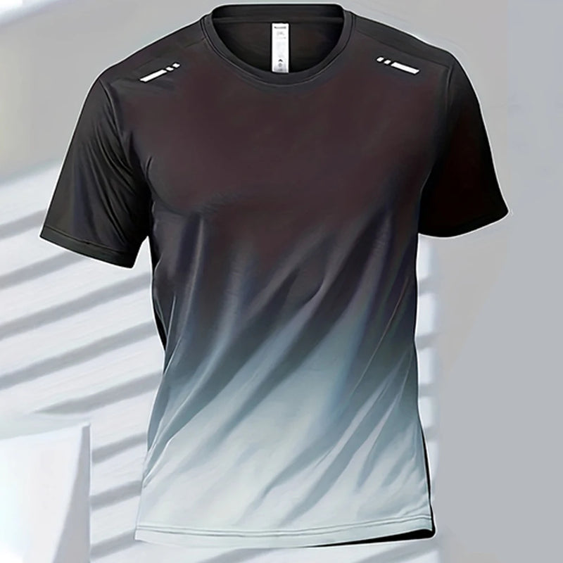 Camisetas deportivas para hombre, ropa deportiva de fitness, de secado rápido, con gradiente, de manga corta, para exteriores, baloncesto, entrenamiento, running, ropa para hombre