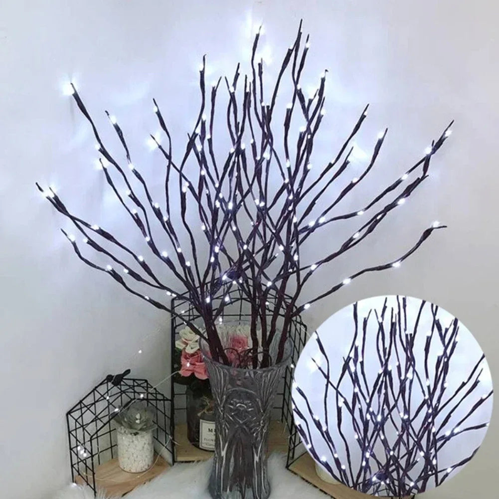 LED Simulated Tree Branch Light Battery Operated 20LEDs Fairy Lights Bendable Willow Branches for Christmas Home Bedroom Decor