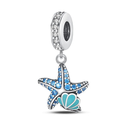 Ocean Series - Original Genuine 925 Sterling Silver Turtle Crab Mermaid Charm Beads Suitable for 3mm Bracelet DIY Making Pendant
