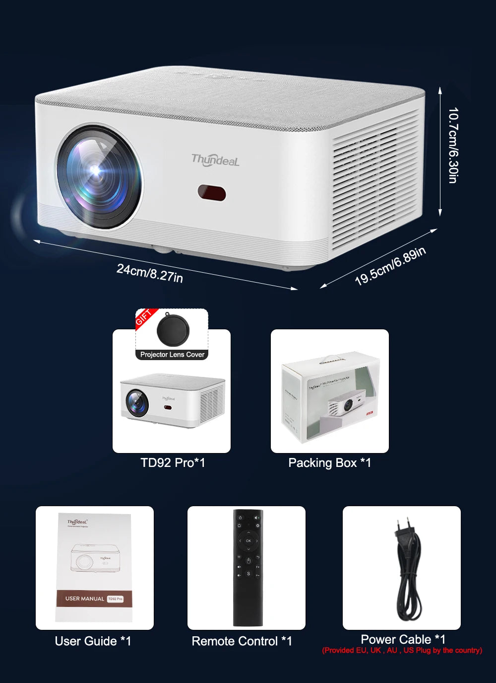 ThundeaL TD92Pro Mini Projector Full HD 1080P Projetor 5G WiFi Android 4K Video TD92 Pro Portable Beamer 3D Movie Home Theater