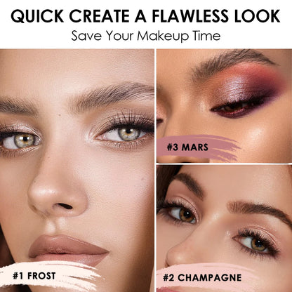 FOCALLURE Lápiz de sombra de ojos perlado de 24 colores, resistente al agua, con brillo, pigmento brillante, delineador en barra, herramientas de maquillaje
