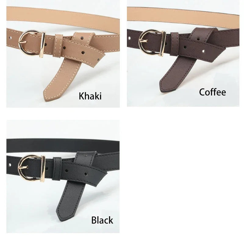 Women's Belt Fashion Pin Buckle Thin Belt Genuine Luxury Soft Belt Women With Cargo Pants Jeans Windproof Belt PU Leather Belt
