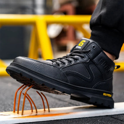 Latest 2023 Waterproof Men Leather Boots Steel Toe Cap Safety Work Shoes Anti Smashing Indestructible Construction Welding Boots