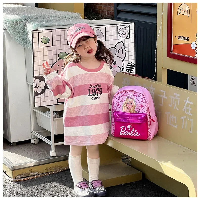 Kawaii Barbie Cartoon Anime Fashion Backpack Girl Barbie Princess Backpack Cute Kindergarten Kids Schoolbag Gift Toys