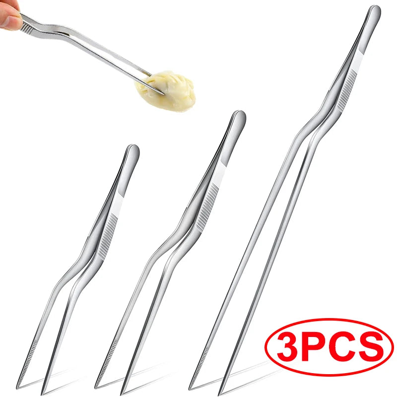Pinzas de cocina de 3/1 Uds., utensilio para barbacoa, pinzas para comida, barra de cocina, pinzas para jefe, pinzas portátiles de acero inoxidable para Picnic, barbacoa y cocina