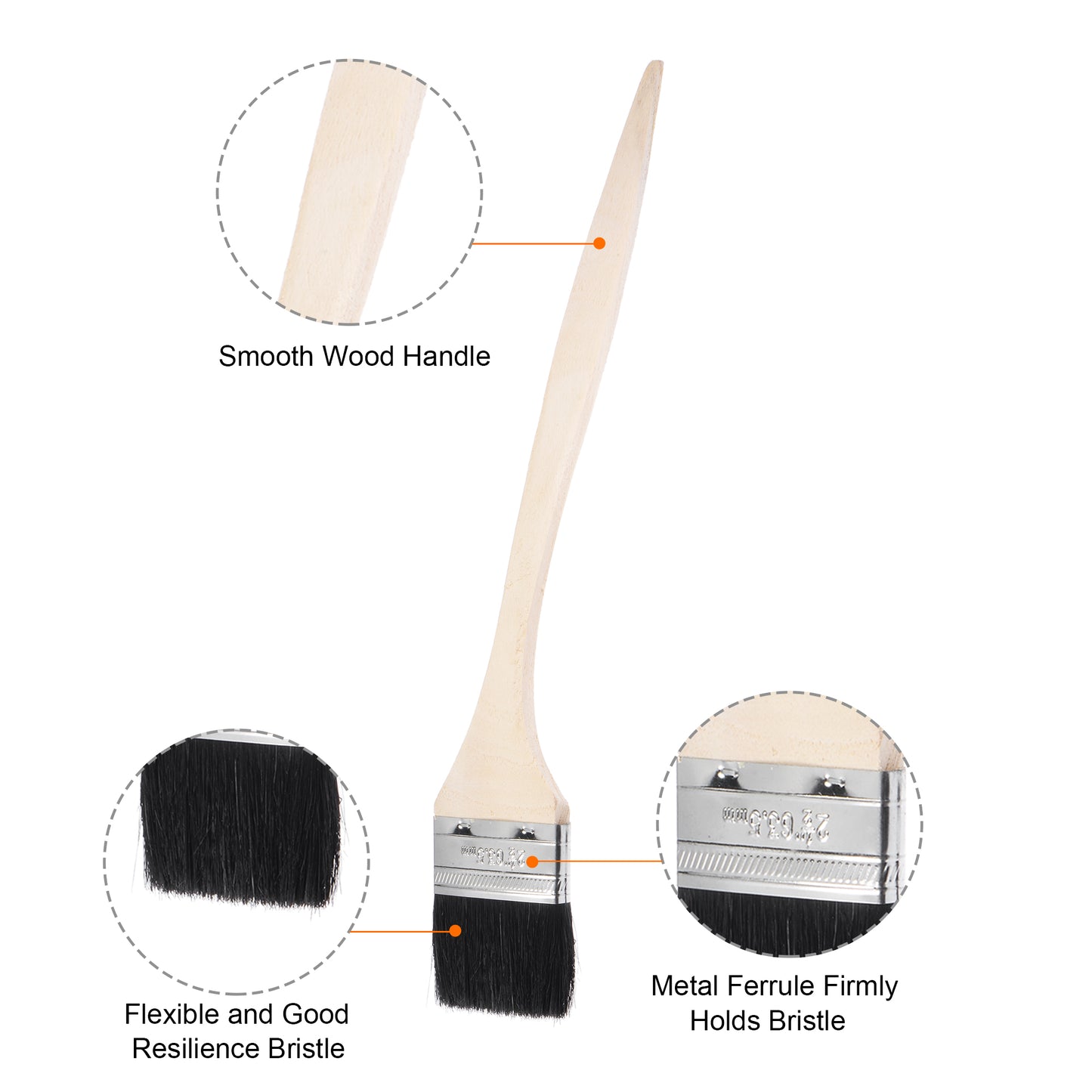 uxcell Bent Radiator Paint Brush 17" Length 2.5" Width Bristle with Long Wood Handle for Wall Treatment Black 4 Pcs