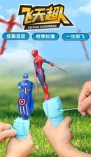 Anime Spiderman Bamboo Dragonfly Flying Toy Iron Man Captain Rotating String Flying Toys Outdoor Toy for Boys Children Gift