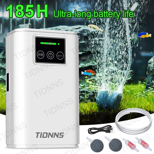 Aquarium Fish Tank Oxygen Pump, Rechargeable Dual-Purpose Air Pump, USB Lithium Battery, Household Portable, Fishing Mute, 6000mA Outdoor