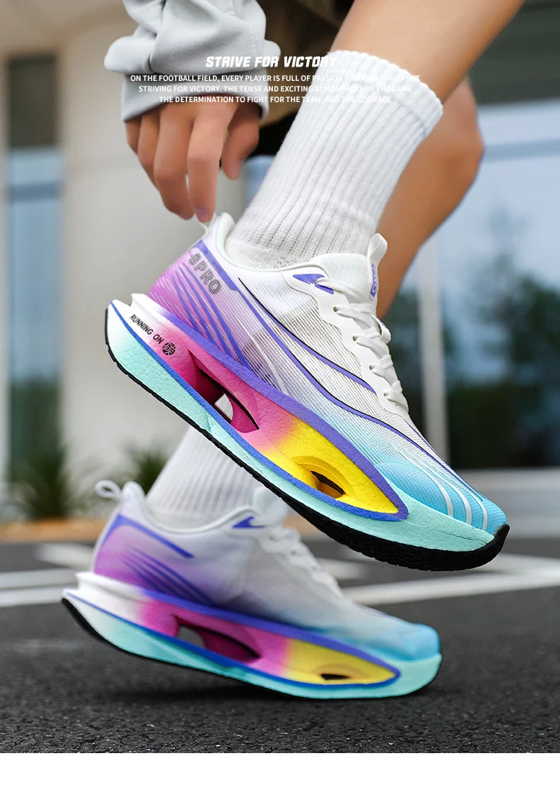 2025 New Men's Sneakers Thick Bottom Cushioning Running Shoes Athletic Training Carbon Plate Jogging Shoes Women's Tennis Shoes