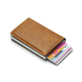 RFID Aluminum Men Wallet Card Holders Purse Carbon Fiber Men Business Slim Thin Smart Wallet Credit Cardholder Case Note Holder